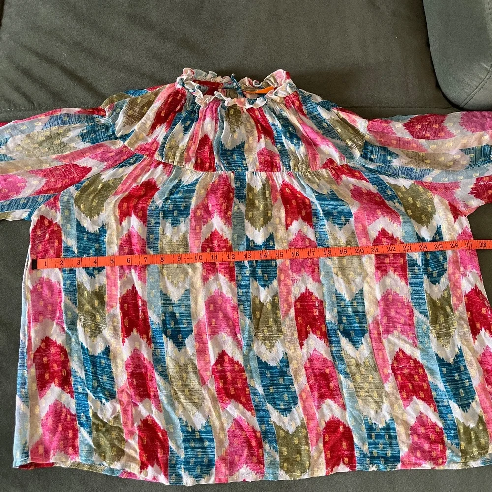 Oliphant multi color metallic boho blouse S-M